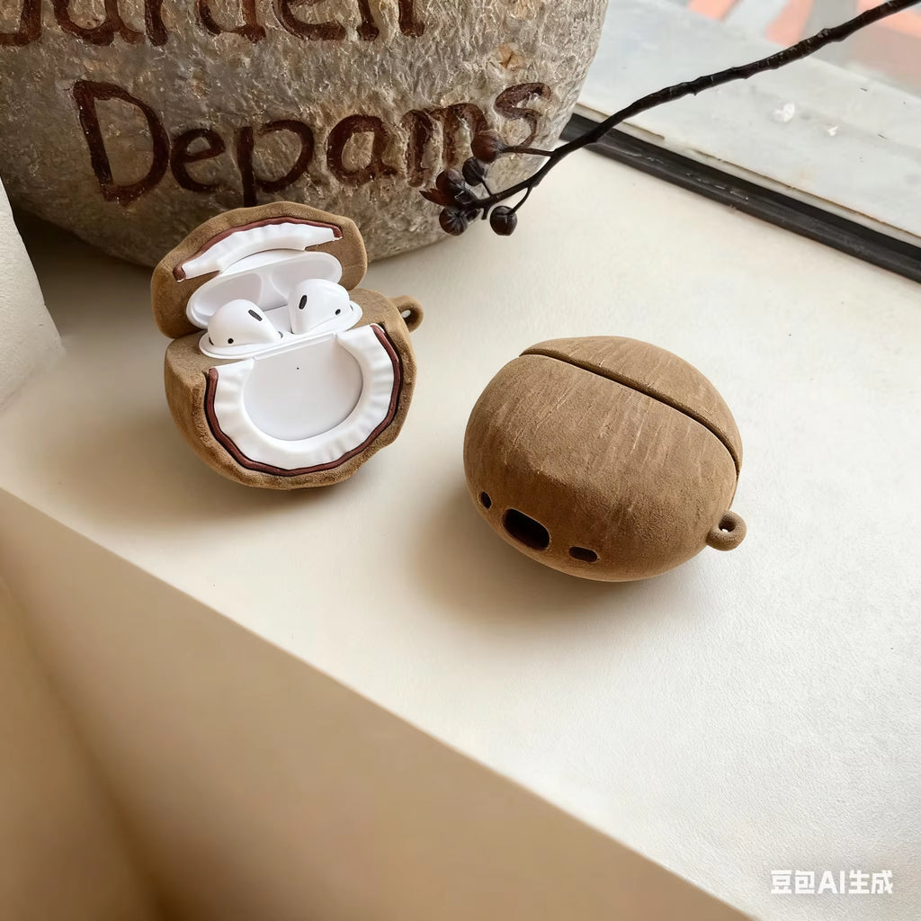 For Apple Airpods1 4 3 2 Pro 3D Velvet Texture Coconut Headphone Case with Charm Flocked Headset Cases Airpod Pro2 Funda