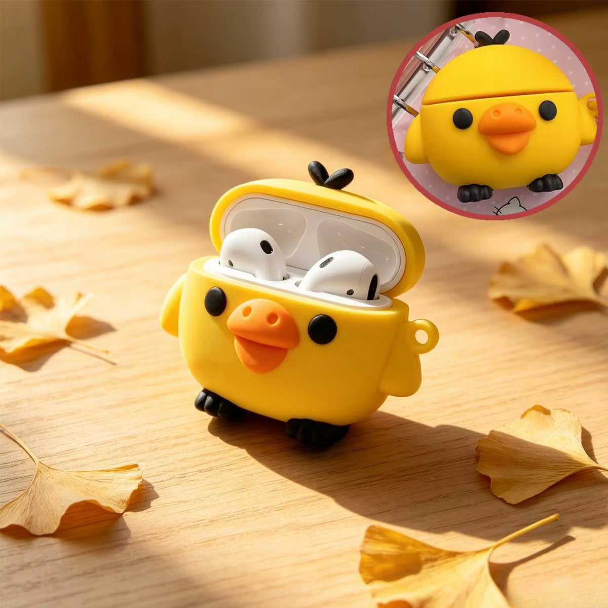 Kawaii 3D Yellow Chick Airpods Case Soft Silicone Shockproof Protective Cover Cute Cartoon Earphone Case for Airpods Pro 2/3/4