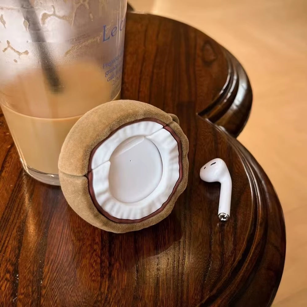 For Apple Airpods1 4 3 2 Pro 3D Velvet Texture Coconut Headphone Case with Charm Flocked Headset Cases Airpod Pro2 Funda