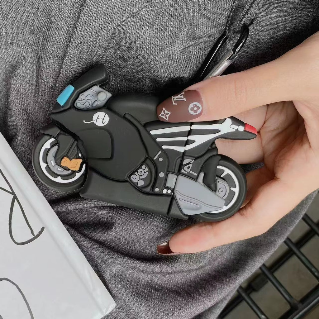 For Airpods 4 3 2 1 Pro Pro2 Earphone Case 3D Creative Motorcycle Cool Case Silicone Cartoon Headphone Box with Pendant Cover