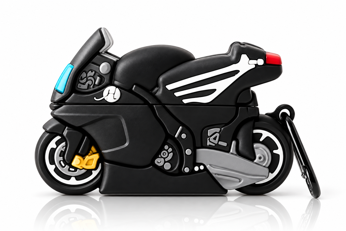 Black Motorcycle Airpods Case