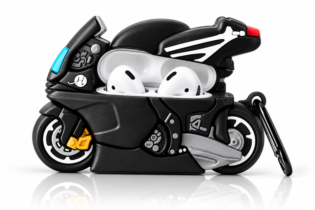 Black Motorcycle Airpods Case