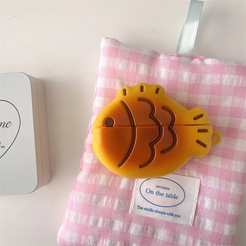 3D Taiyaki Bread Earphone Accessories Case for Airpods 1 2 3 4 Cartoon Cute Silicone Soft Cover for Airpods Pro Pro2 Pro3