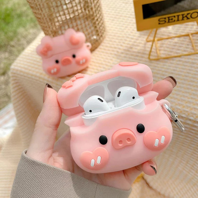 3D Cute Cartoon Pink Pig Case for Airpods 1 2 3 2021 Silicone Case for Airpods Pro 2 Coque Funds for Airpods Pro Charging Box