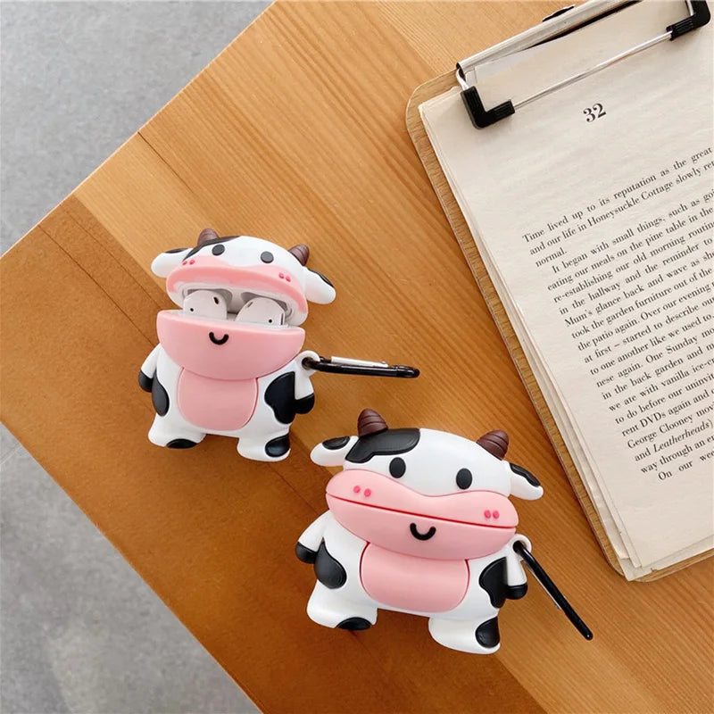 3D Cow Silicone Soft Earphone Case for Airpods Pro 2 Shockproof Protective Cover for Airpods 1 2 3 2021 Charging Box Coque