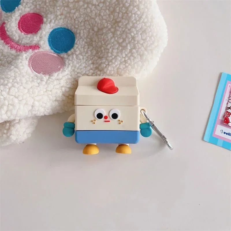 3D Milk Box for Airpods 4 Earphone Accessories Case Airpods 1 2 3 Pro Cartoon Soft Silicone Protective Cover for Airpods Pro2