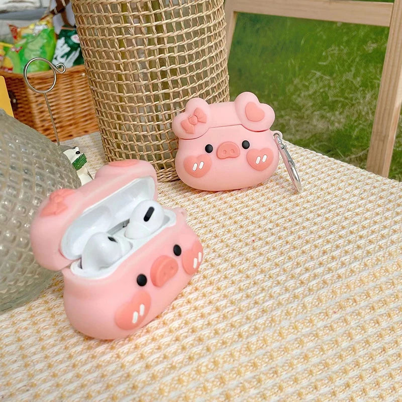 3D Cute Cartoon Pink Pig Case for Airpods 1 2 3 2021 Silicone Case for Airpods Pro 2 Coque Funds for Airpods Pro Charging Box