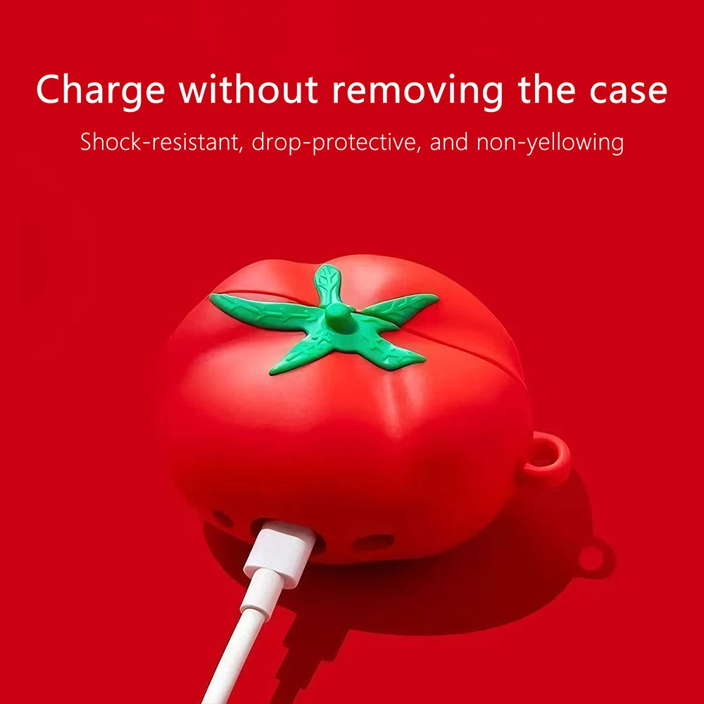 Christmas Tomato Red Colored Hard Shell Suitable for Airpods Pro 3 Protect Cover for Airpods 4 3 Pro2 Earphone Case Accessories