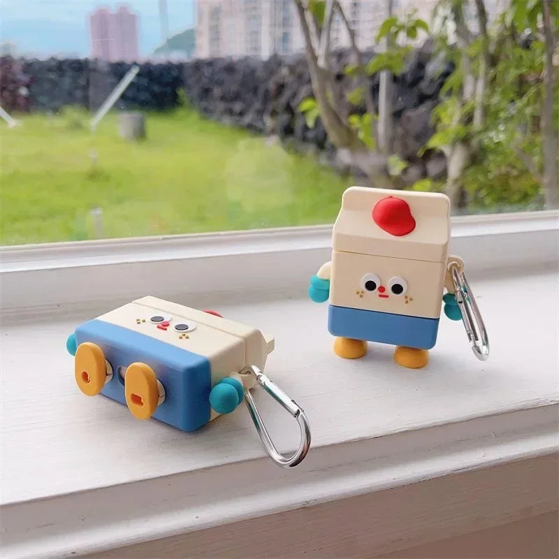 3D Milk Box for Airpods 4 Earphone Accessories Case Airpods 1 2 3 Pro Cartoon Soft Silicone Protective Cover for Airpods Pro2