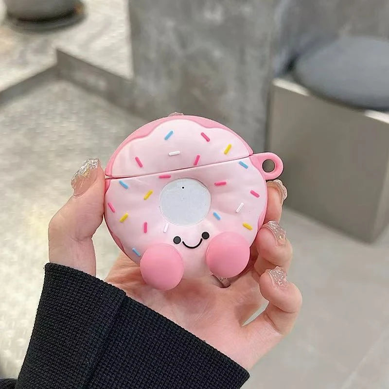 For Airpods Pro2 4 3 2 1 Pro Earphone Case 3D Doughnut Bread Cartoon Silicone Protective with Pendant Headphone Box Cover