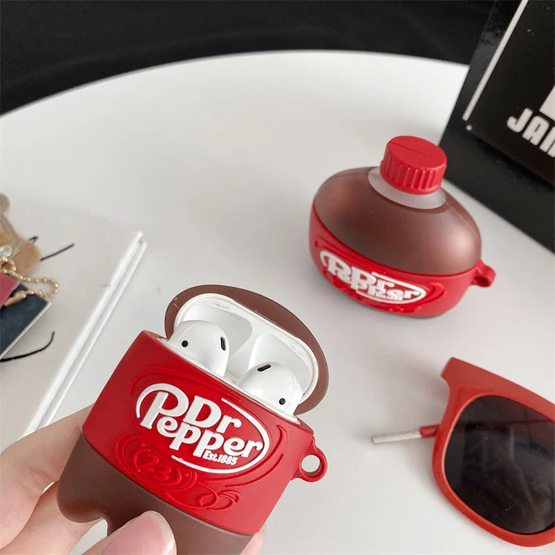 3D Chips Beverage Bottle Earphone Case for Airpods Pro 3 2025 Silicone Headphone Earbuds Cover for Airpods 5 4 Charing Box Funda