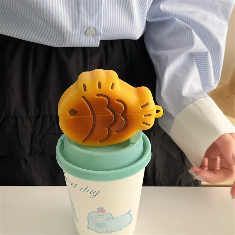 3D Taiyaki Bread Earphone Accessories Case for Airpods 1 2 3 4 Cartoon Cute Silicone Soft Cover for Airpods Pro Pro2 Pro3