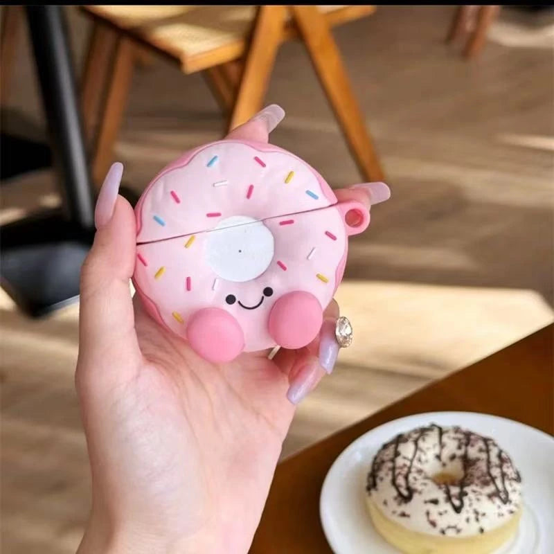 For Airpods Pro2 4 3 2 1 Pro Earphone Case 3D Doughnut Bread Cartoon Silicone Protective with Pendant Headphone Box Cover