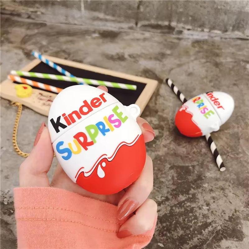Kinder Eggs 3D Earphone Case Cover Wireless Bluetooth Cartoon Case for Airpods 1 2 Headphone Protective Cover for Airpods Case