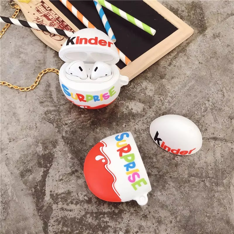 Kinder Eggs 3D Earphone Case Cover Wireless Bluetooth Cartoon Case for Airpods 1 2 Headphone Protective Cover for Airpods Case