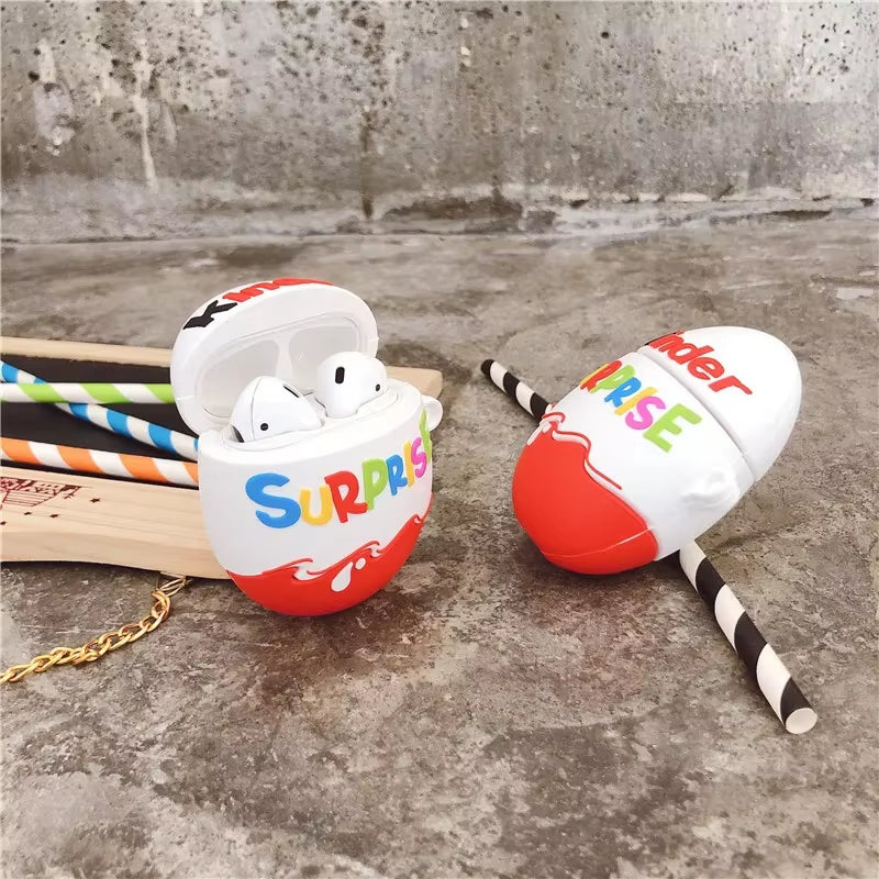 Kinder Eggs 3D Earphone Case Cover Wireless Bluetooth Cartoon Case for Airpods 1 2 Headphone Protective Cover for Airpods Case